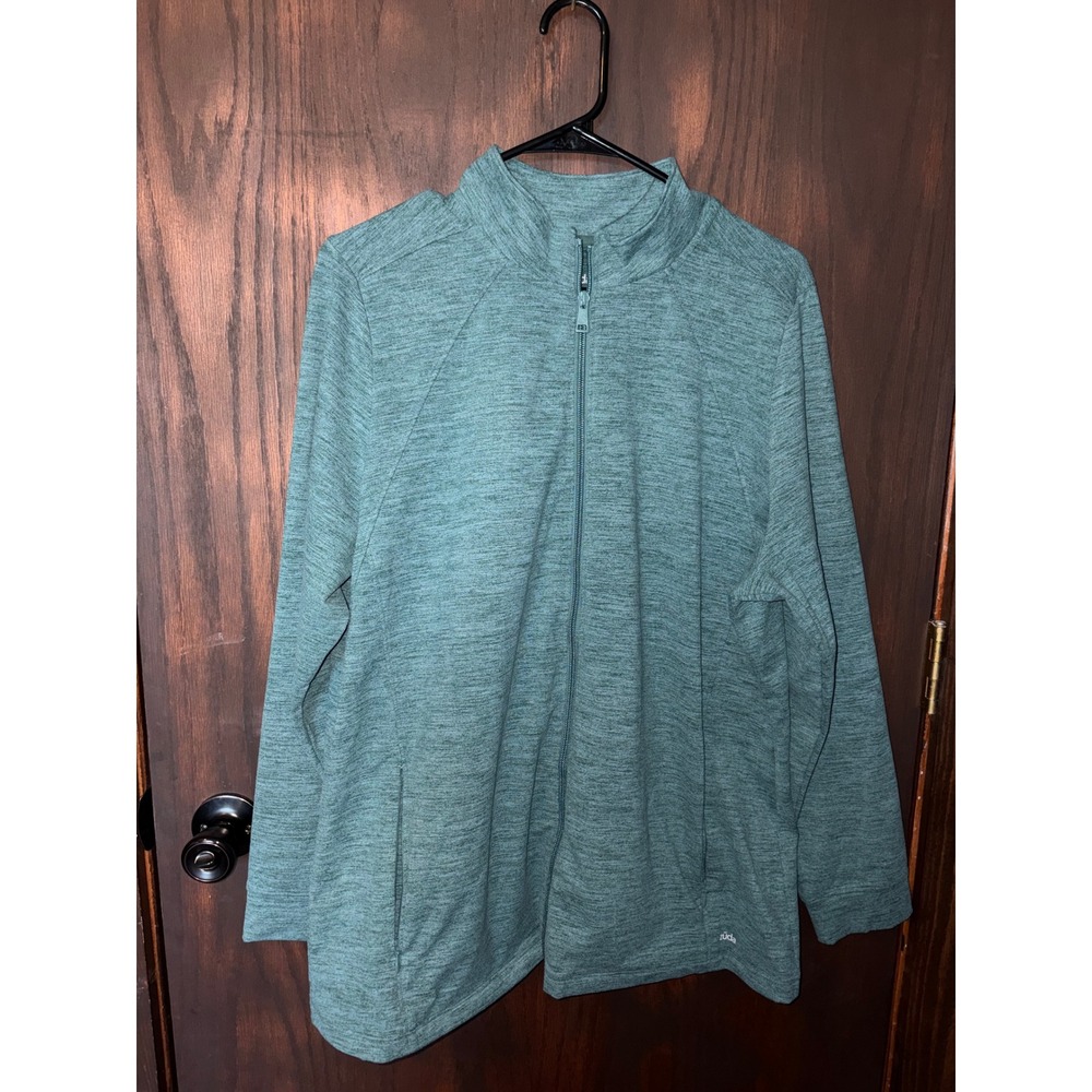 Zuda Z-Eco Women Teal Heather Full Zip Mock Neck Activewear Jacket Size XL